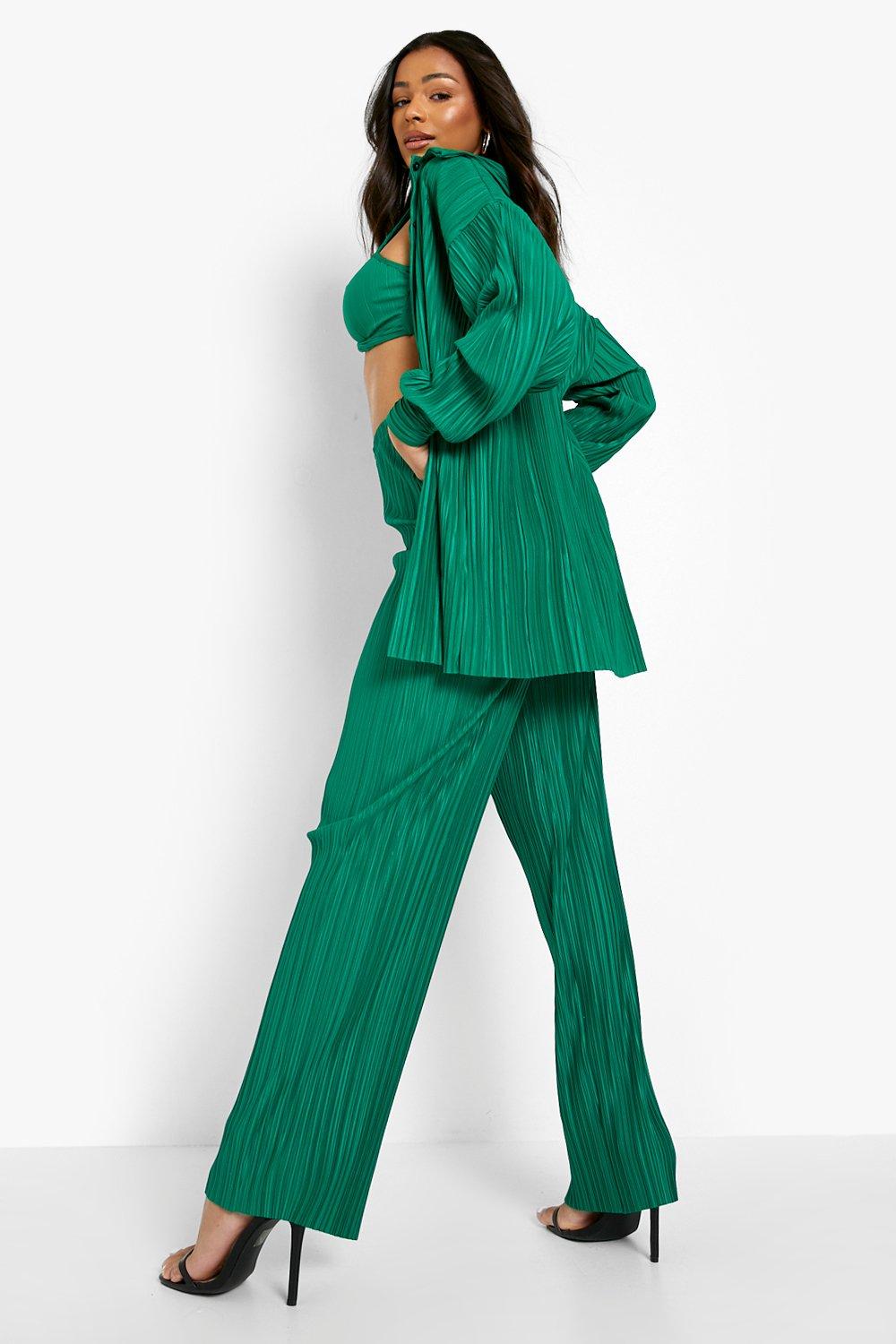 Green 2024 plisse trousers